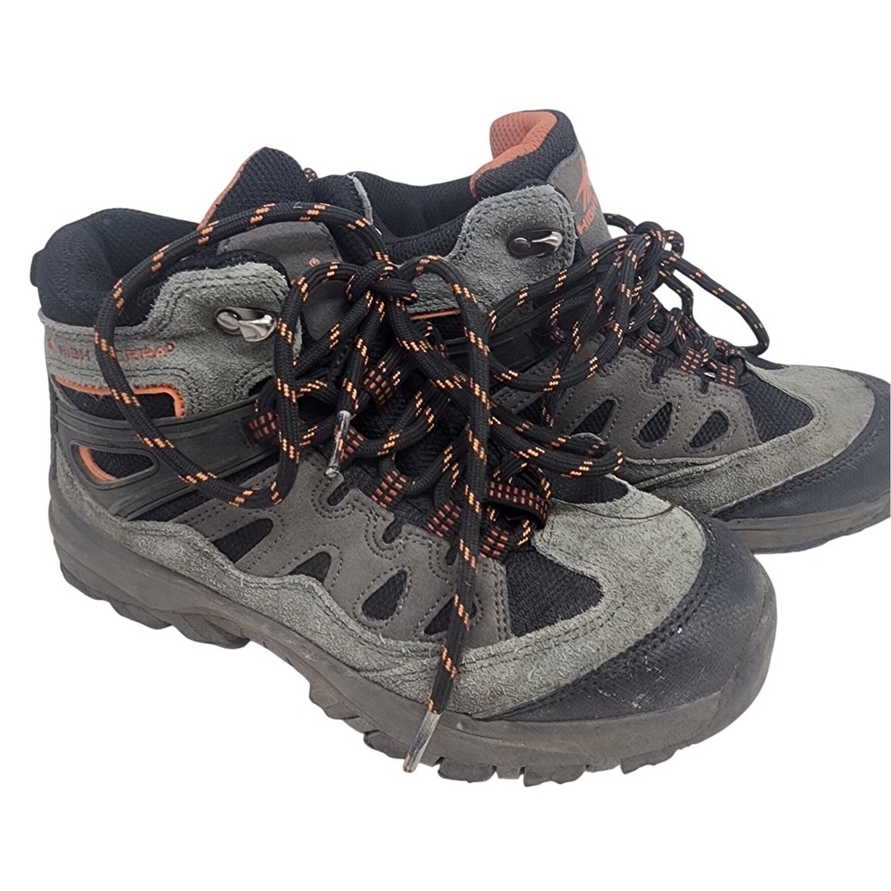 High Sierra Trooper Boys Hiking Boots Grey Black Orange Size‎ 4